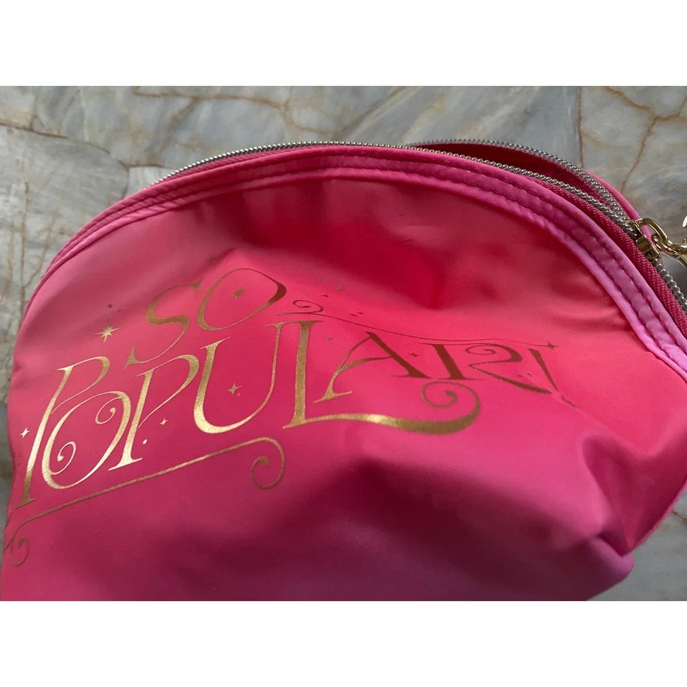 Wicked‎ x Conair Glinda So Popular Pink Cosmetic Makeup Bag Gold Zipper NWT